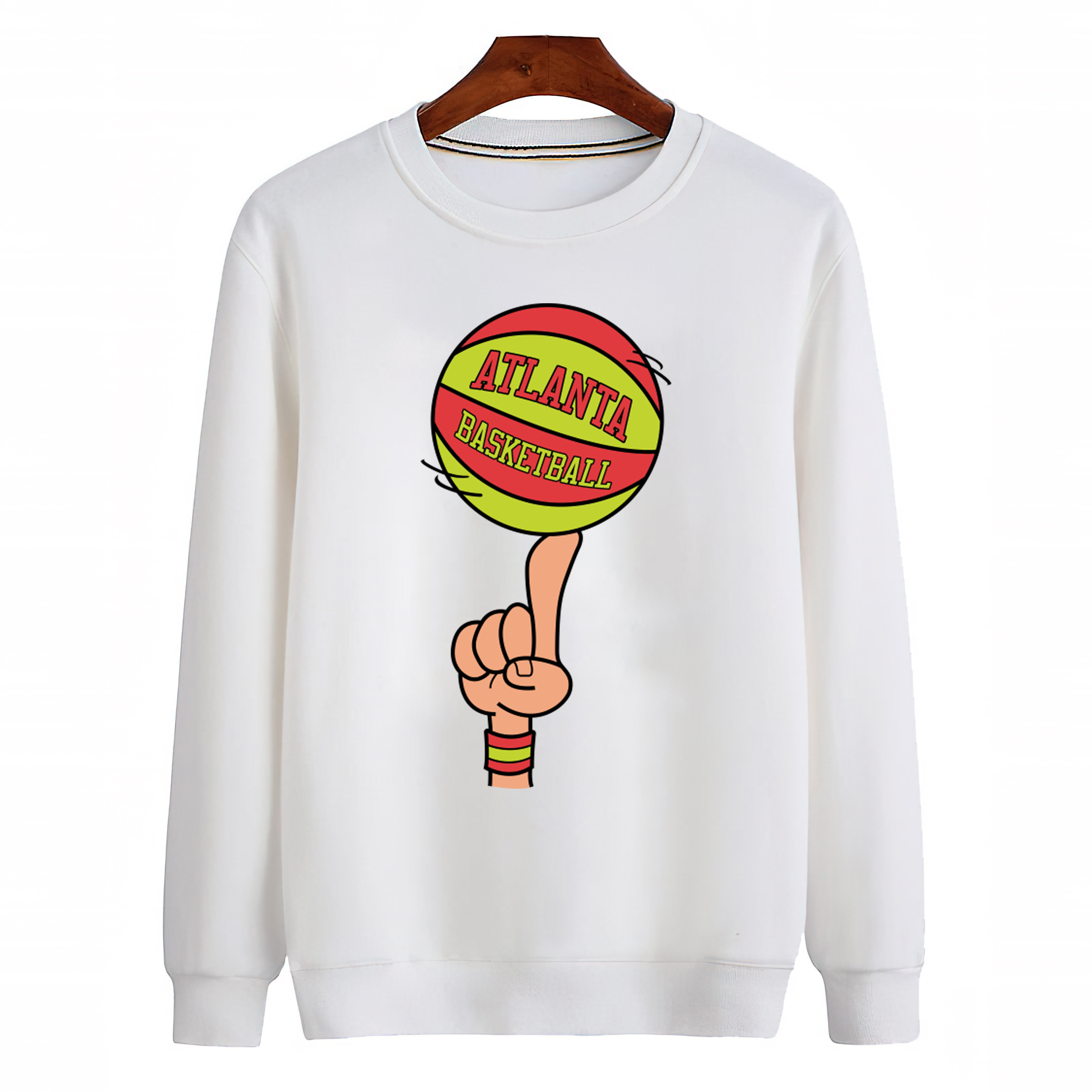 Atlanta Basketball Finger SpinUnisex Sweatshirt-White