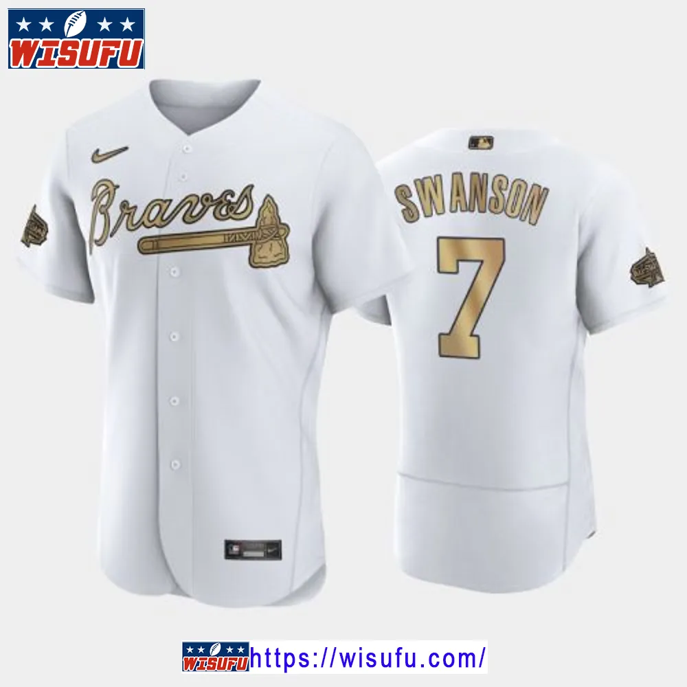 Atlanta Braves 7 Dansby Swanson 2024-23 All-star Game White Jersey