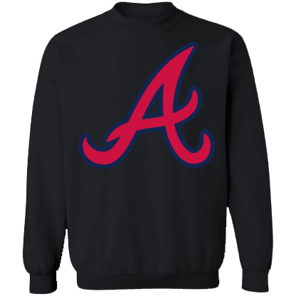 Atlanta Braves A Logo Crewneck Unisex  Sweatshirt-Black