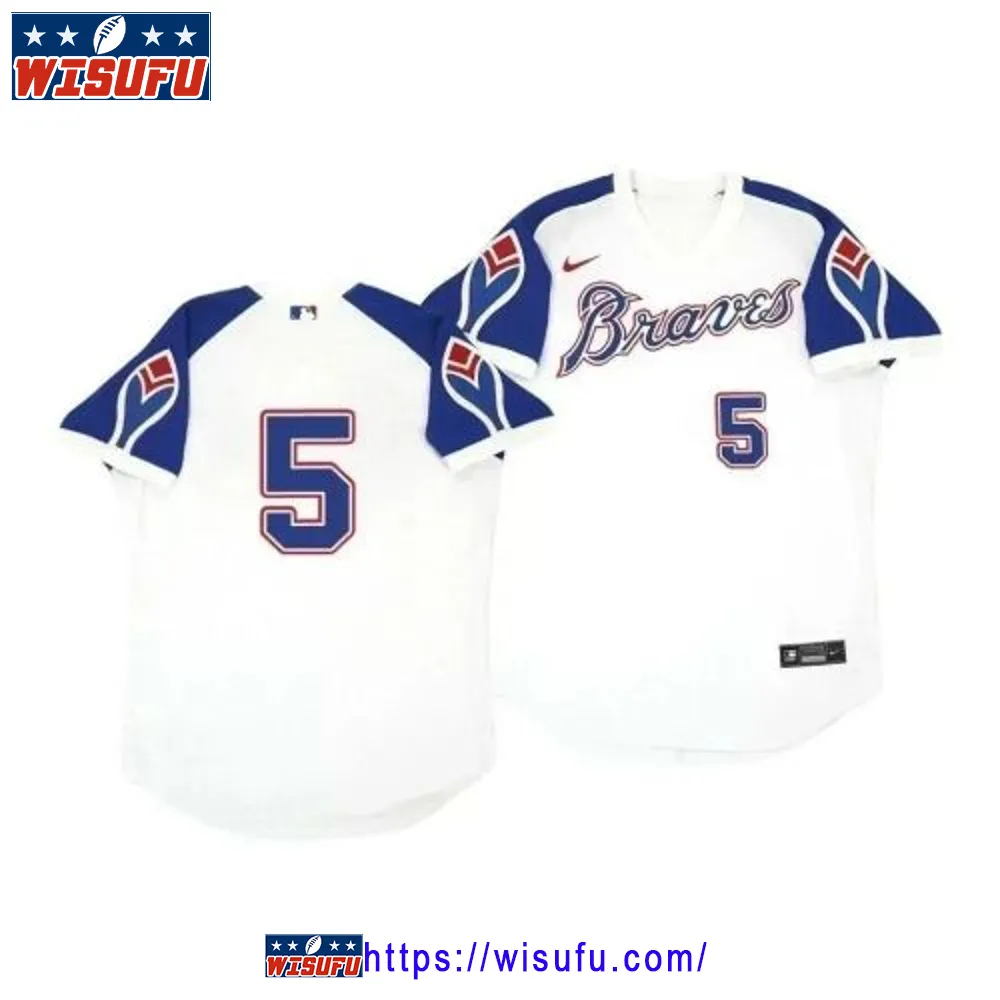 Atlanta Braves Freddie Freeman 5 Cooperstown White Throwback Home Jersey