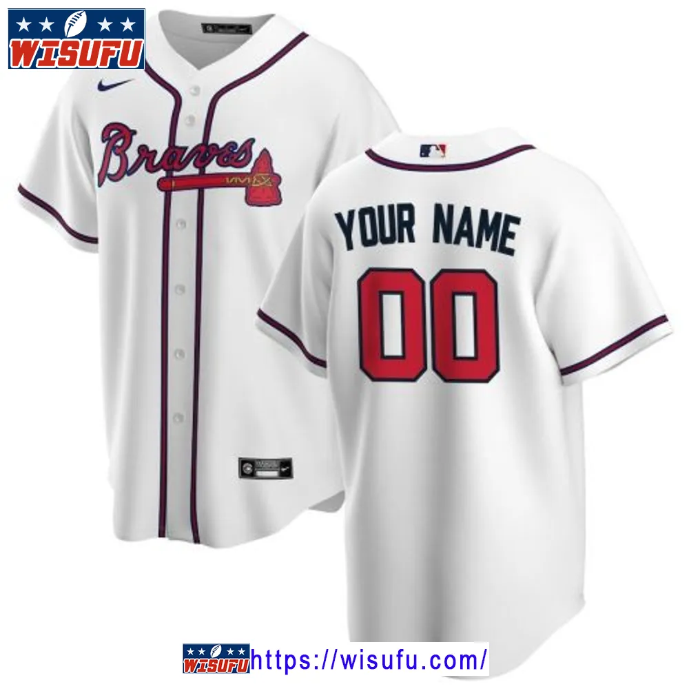 Atlanta Braves Home Custom Men Jersey - White