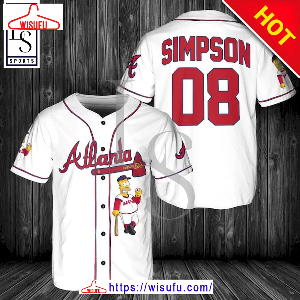 Atlanta Braves Simpson Baseball Jersey, New Fashion Gifts