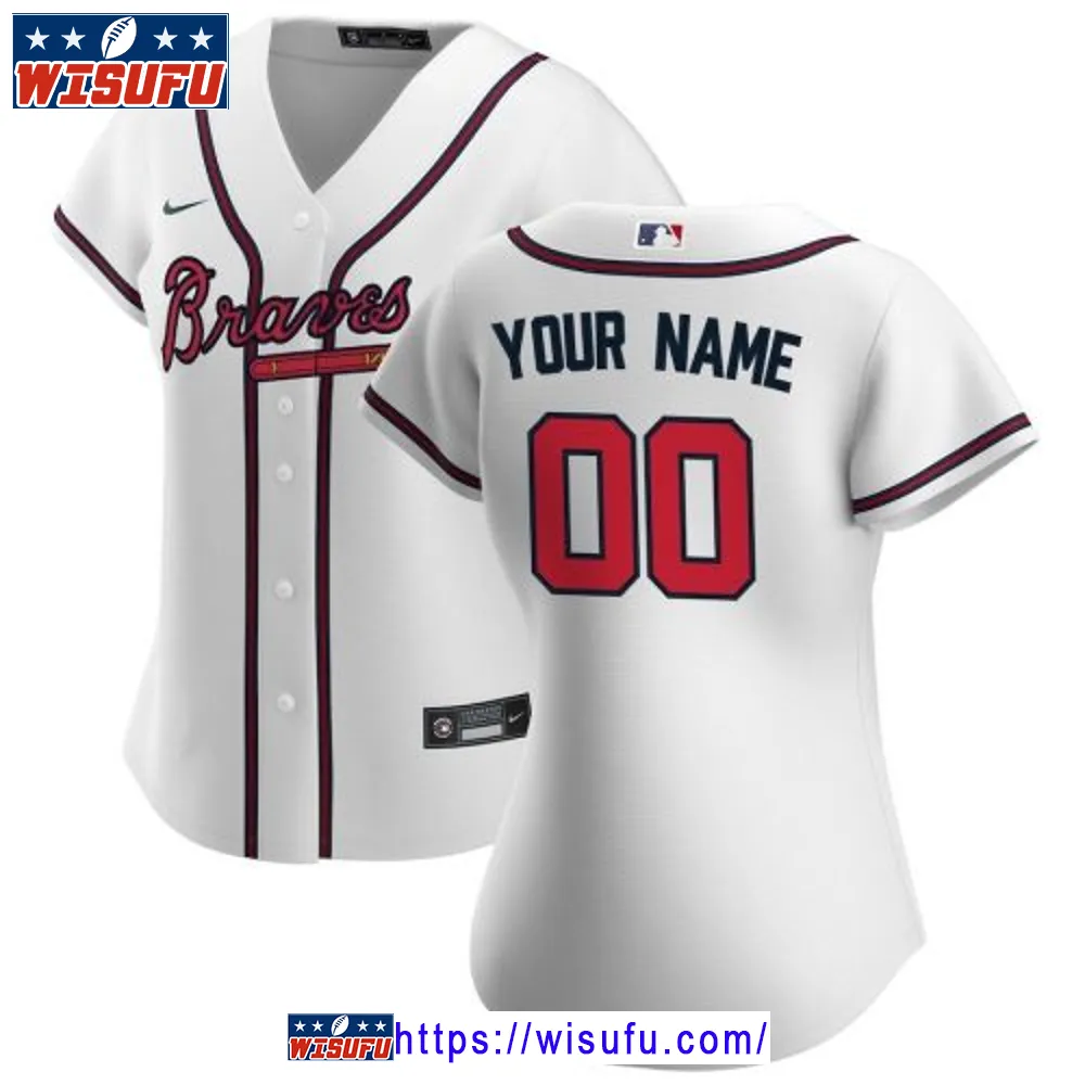 Atlanta Braves Women's Home Custom Jersey - White