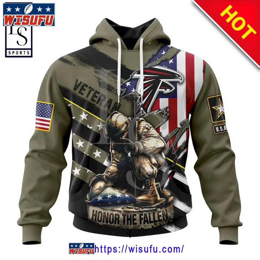 Atlanta Falcons Honor Veterans Soldier NF.L Personalized Hoodie