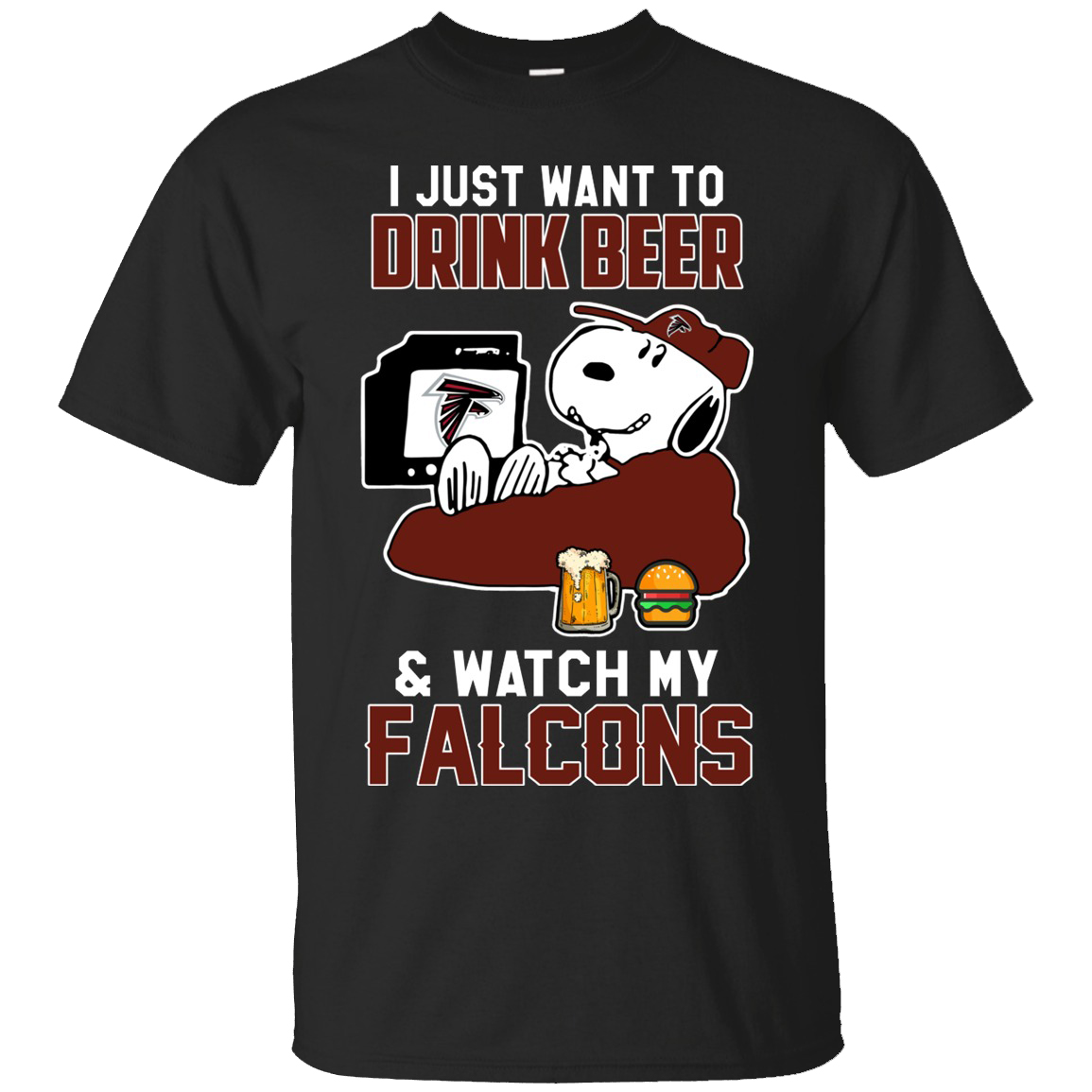 Atlanta Falcons Snoopy Shirts Just Want To Drink Beer & Watch T shirt