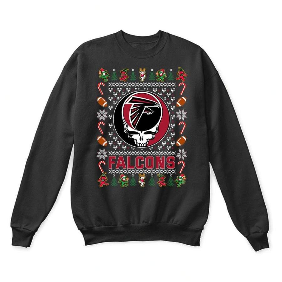 Atlanta Falcons x Grateful Dead Christmas Ugly Sweatshirt-Black