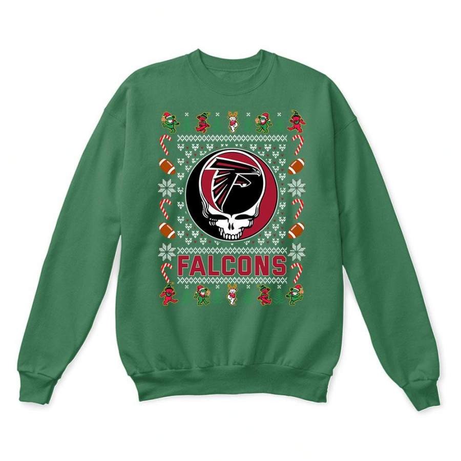 Atlanta Falcons x Grateful Dead Christmas Ugly Sweatshirt-Green