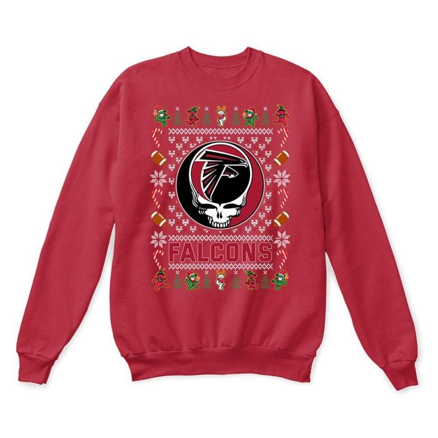 Atlanta Falcons x Grateful Dead Christmas Ugly Sweatshirt-Red