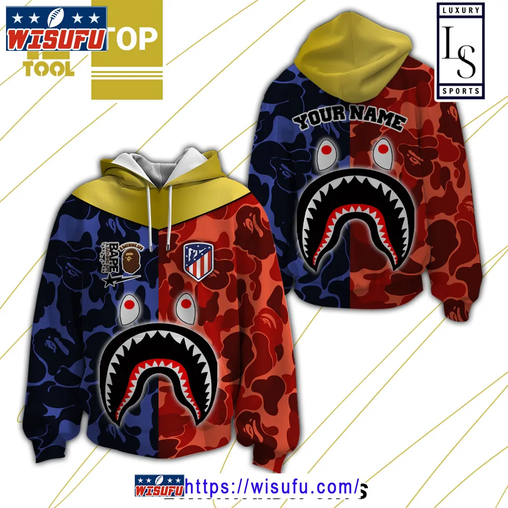 Atletico De Madrid Bape Personalized Hoodie 3d