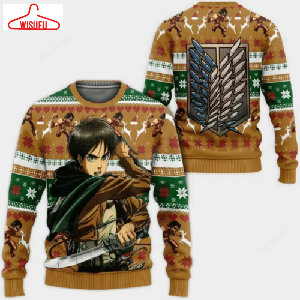 Attack On Titan Anime Eren Yeager Ugly Sweater, Attack On Titan Anime Gift Fan Ugly Sweater