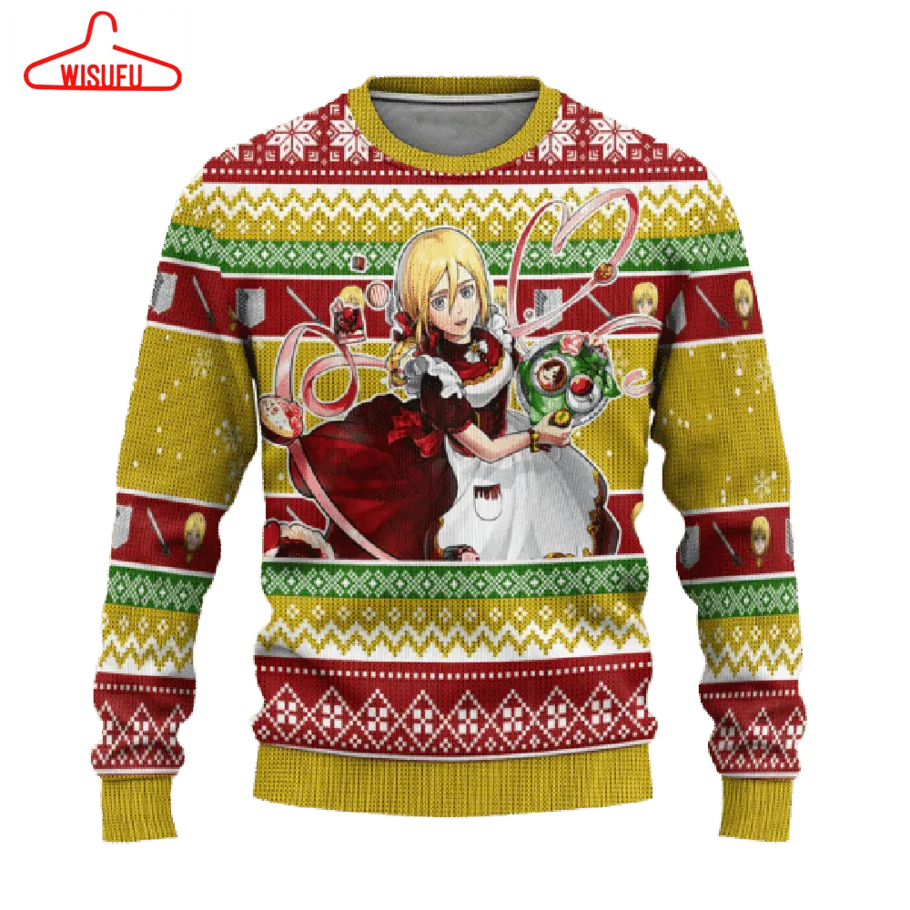 Attack On Titan Anime Historia Reiss Ugly Sweater Gifts, Attack On Titan Anime Gift Fan Ugly Sweater