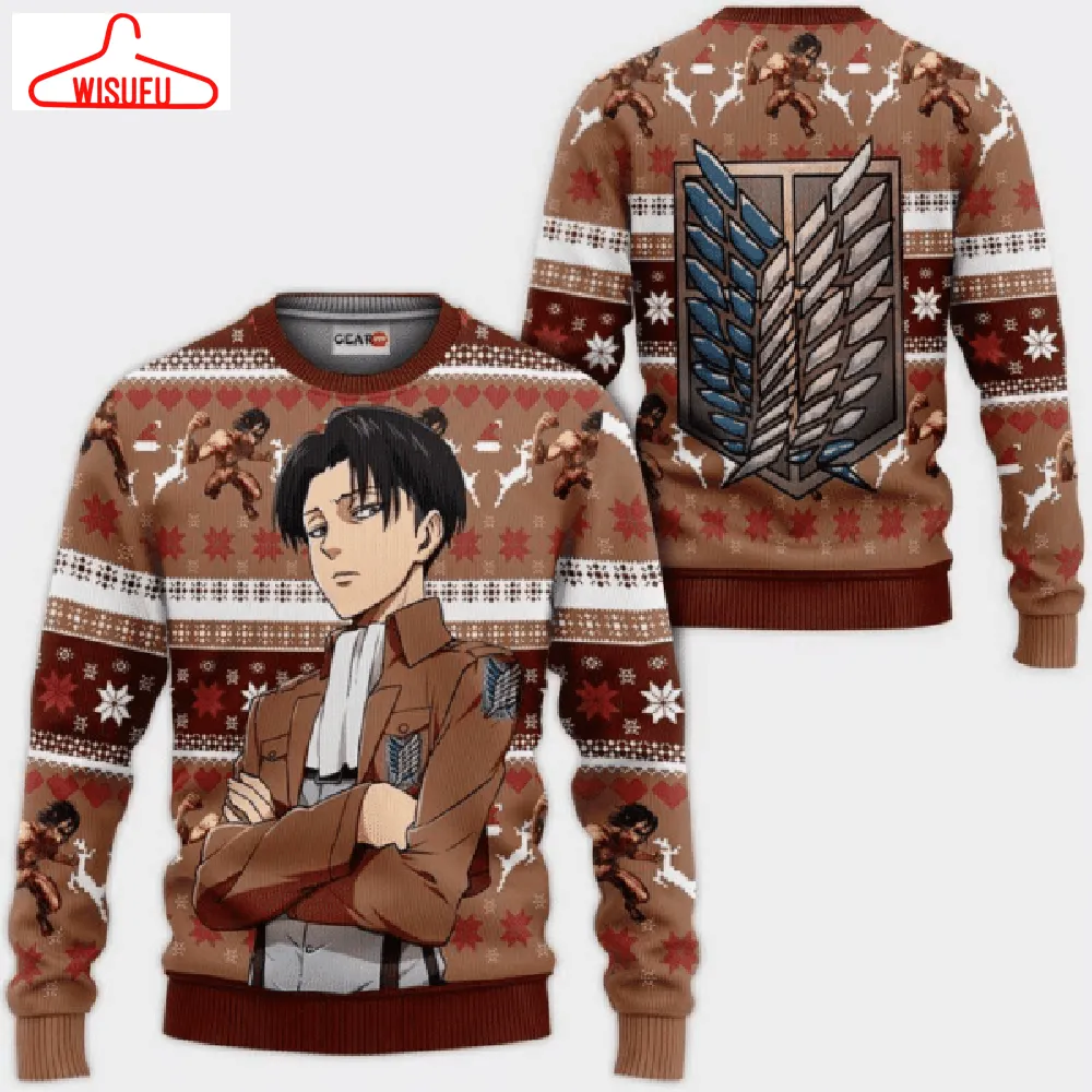 Attack On Titan Anime Levi Ackerman Ugly Sweater Gifts, Attack On Titan Anime Gift Fan Ugly Sweater