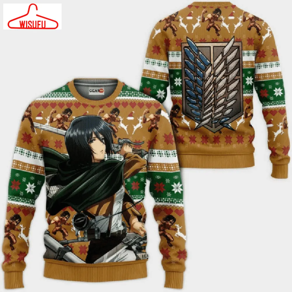 Attack On Titan Anime Mikasa Ackerman Ugly Sweater, Attack On Titan Anime Gift Fan Ugly Sweater