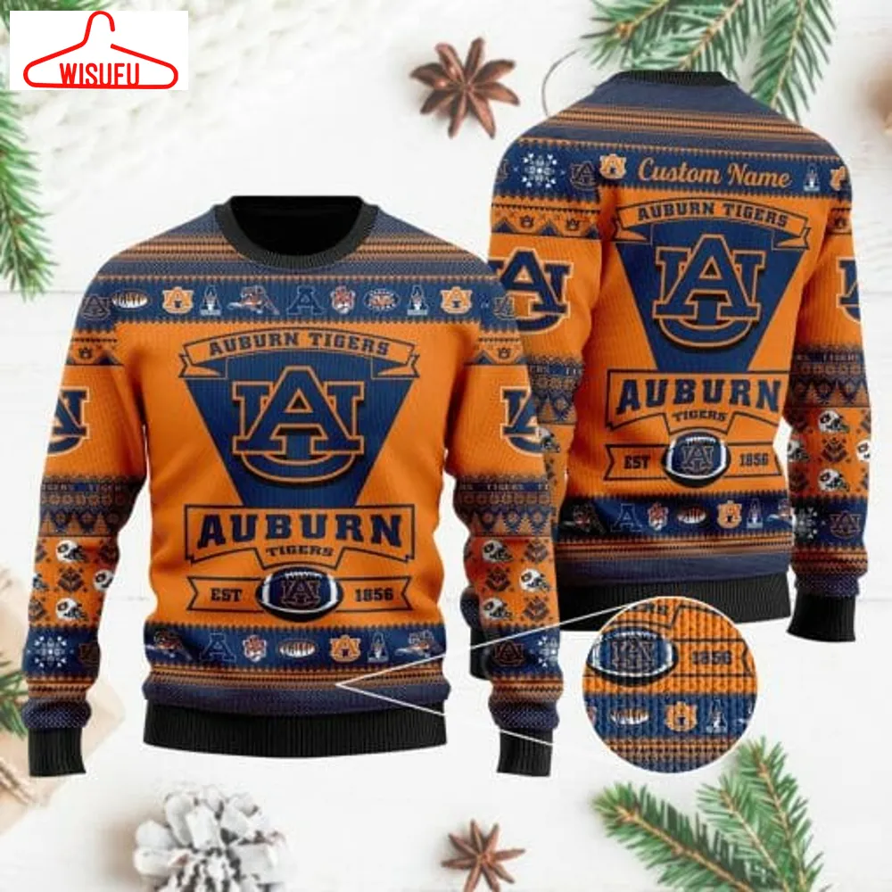 Auburn Tigers Blue Orange Nc-aa Ugly Christmas Sweater