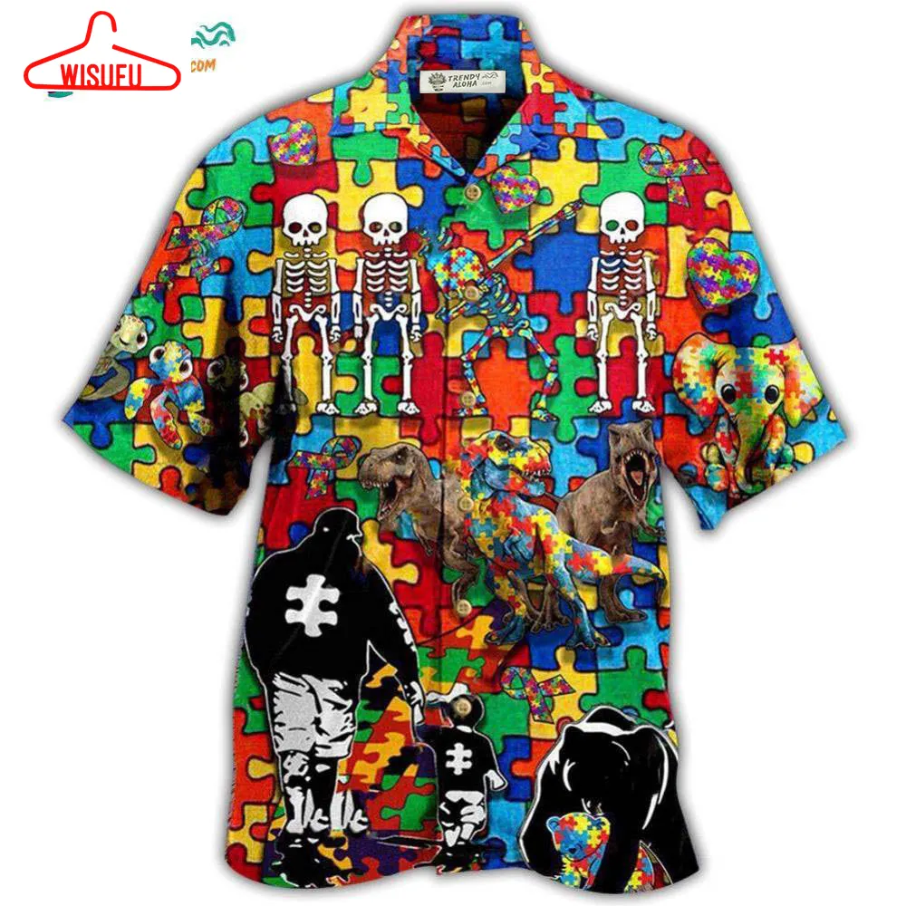 Autism Awareness Itâs Ok To Be Different Dad And Son Hawaiian Shirt- Wisufu Aloha