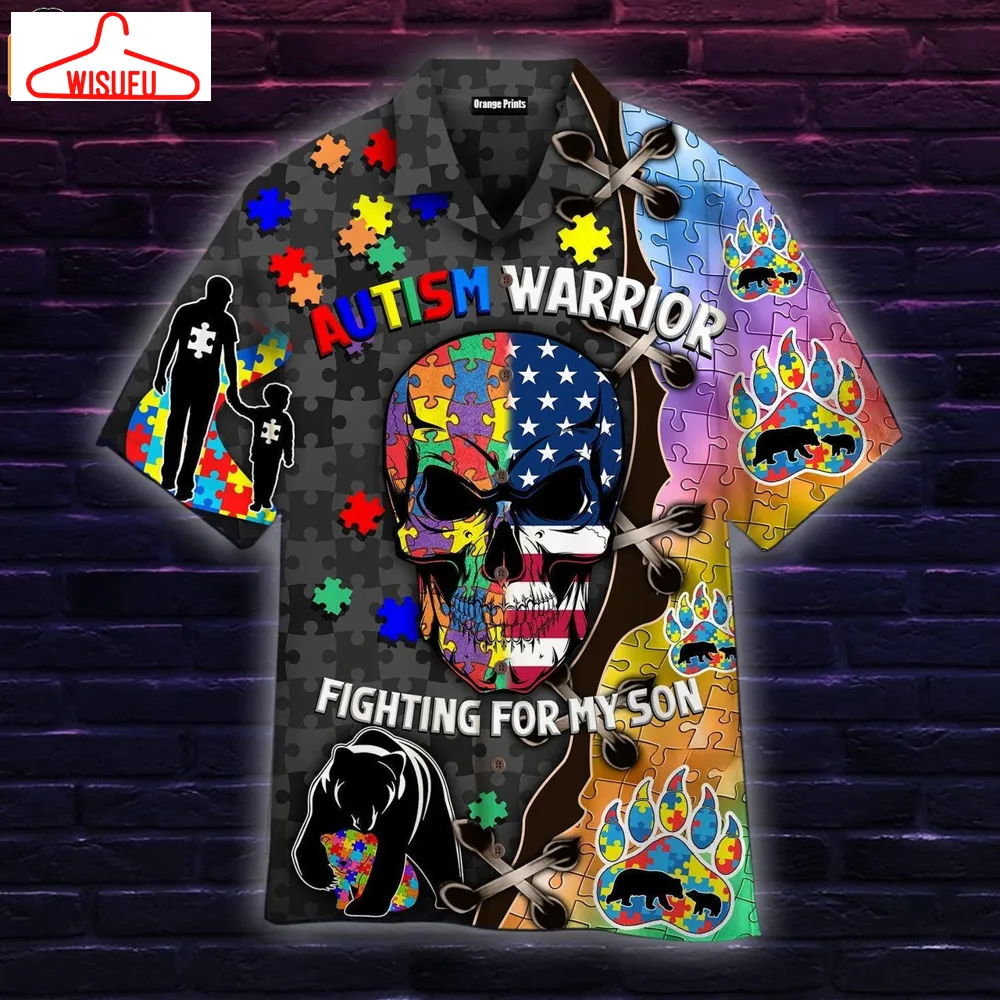 Autism Warrior Fighting For My Son Hawaiian Shirt, New Fashion Gifts