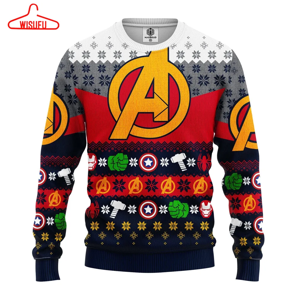 Avengers Team Ugly Knitted Christmas Sweater, M A R V E L Avengers Ugly Xmas Sweater, Christmas Sweater, Ugly Christmas Sweater