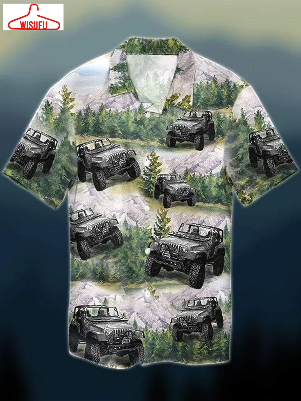 Awesome Jeep In Forest Unisex Hawaiian Shirts, Summer Shirts, Beach Shirts, New Hawaiian Holiday Outfits, New Fashion Gifts