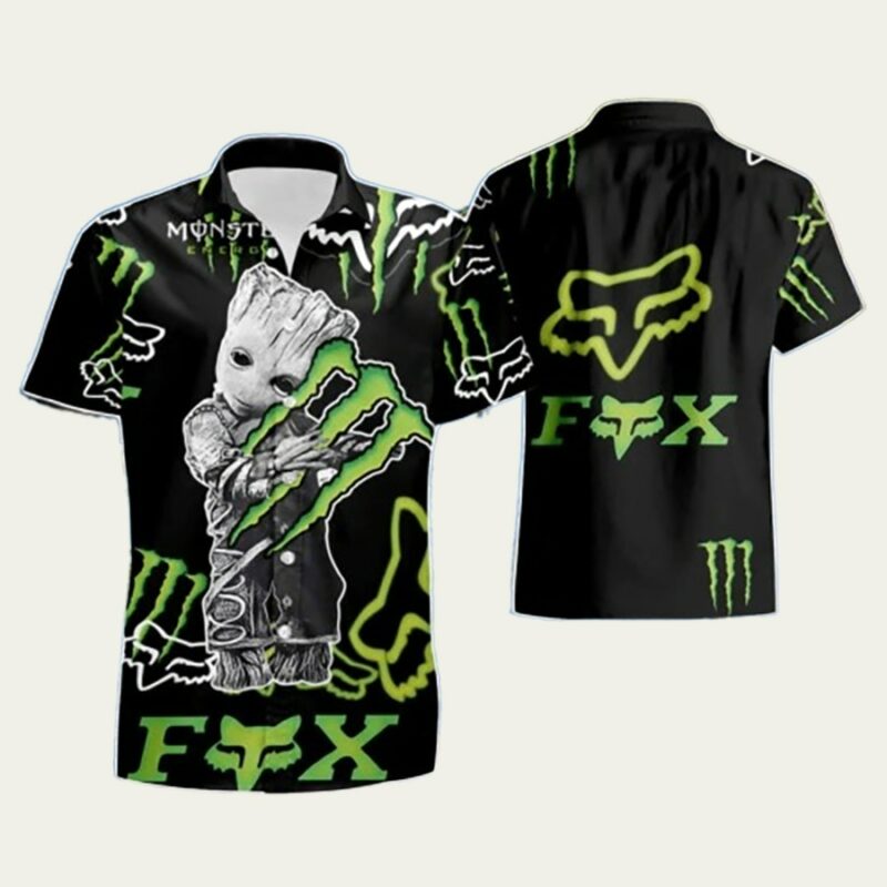 BABY GROOT GUARDIAN MONSTER ENERGY SUMMER BEACH HAWAIIAN SHIRT