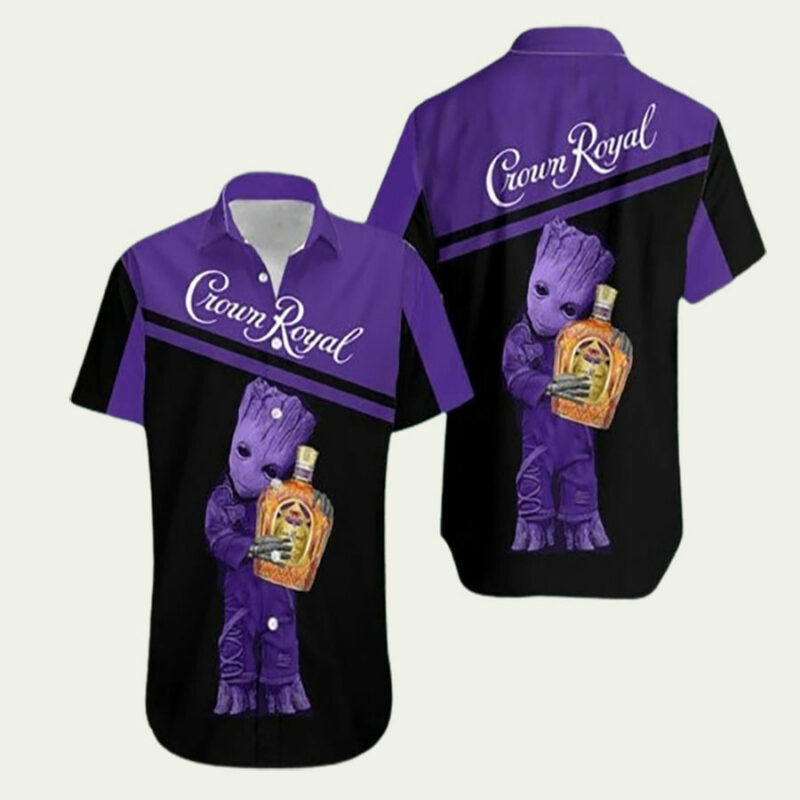 BABY GROOT HUG CROWN ROYAL SUMMER HAWAIIAN SHIRT