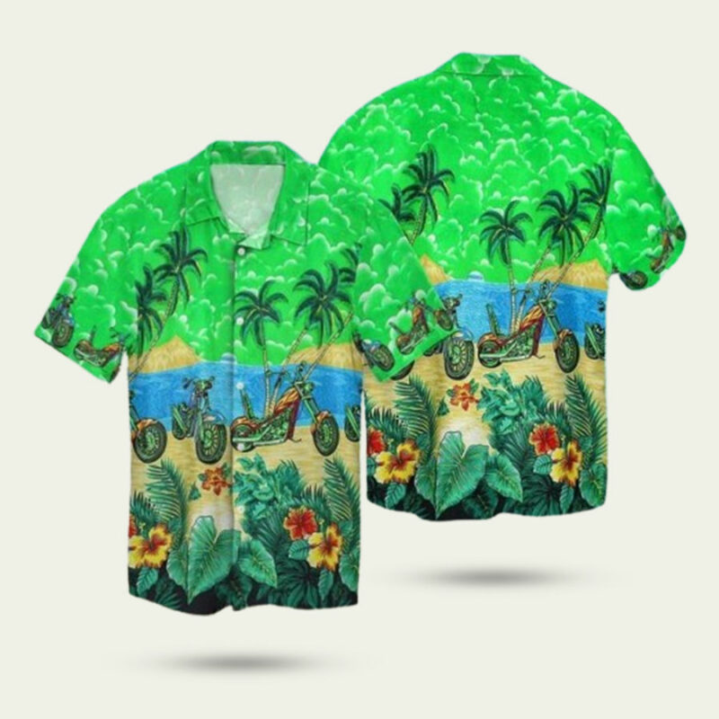 BEACH AND MOTORCYCLE HAWAIIAN SHIRT