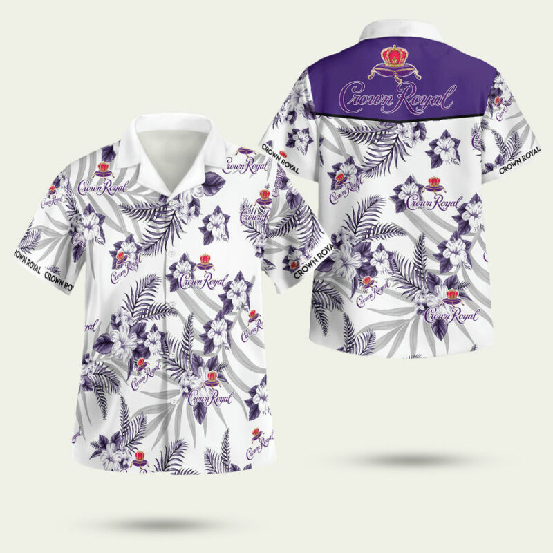 BEACH CROWN ROYAL CANADIAN WHISKY HAWAIIAN SHIRT