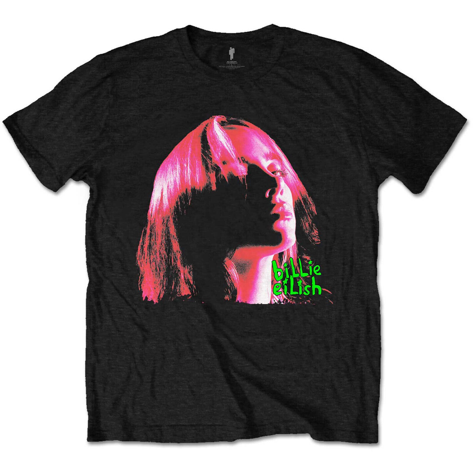 BILLIE EILISH Official Unisex T- Shirt - Neon Shadow Pink - Black Cotton