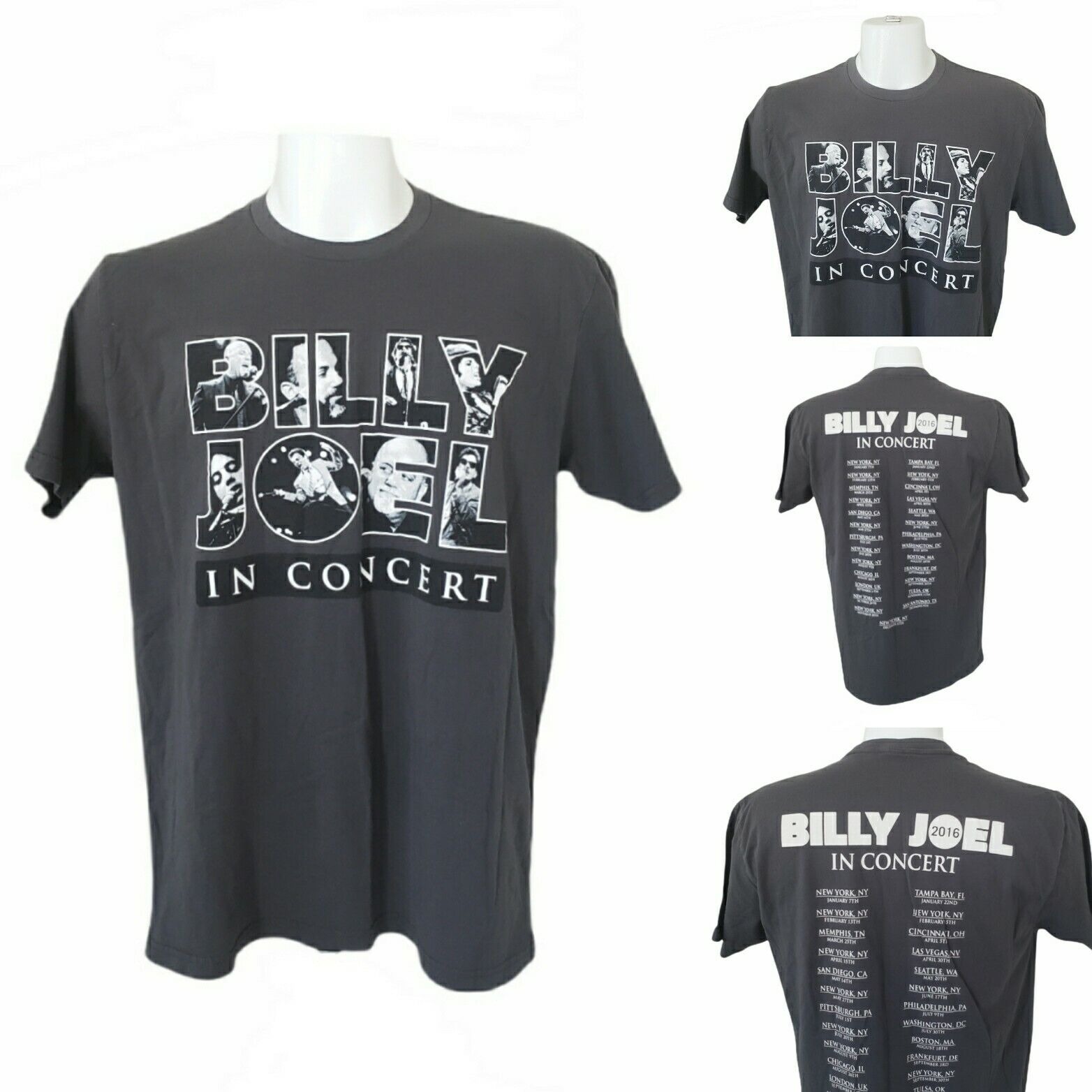 BILLY JOEL In Concert 2016 Tour Graphic Short Sleeve Gray T-Shirt