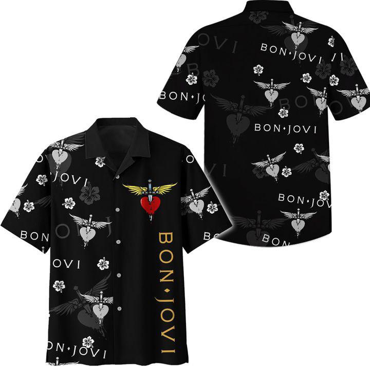 BON JOVI ROCK BAND BON JOVI BAND LOGO HAWAIIAN SHIRT