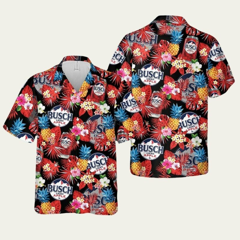 BUSCH LIGHT APPLE TROPICAL FLOWER HAWAIIAN SHIRT