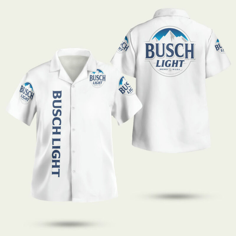 BUSCH LIGHT FULL WHITE HAWAIIAN SHIRT