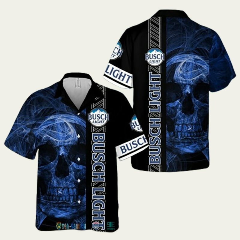 BUSCH LIGHT SMOKE SKULL HAWAIIAN SHIRT