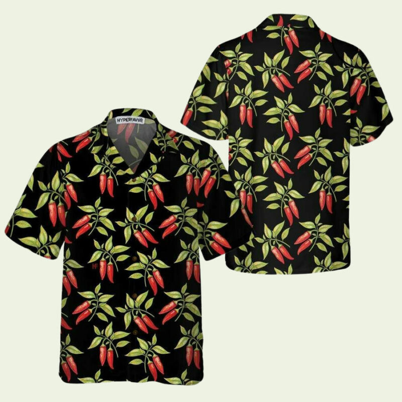 BUSHES OF RED CHILI PEPPERS FUNNY RED PEPPER HAWAIIAN SHIRT