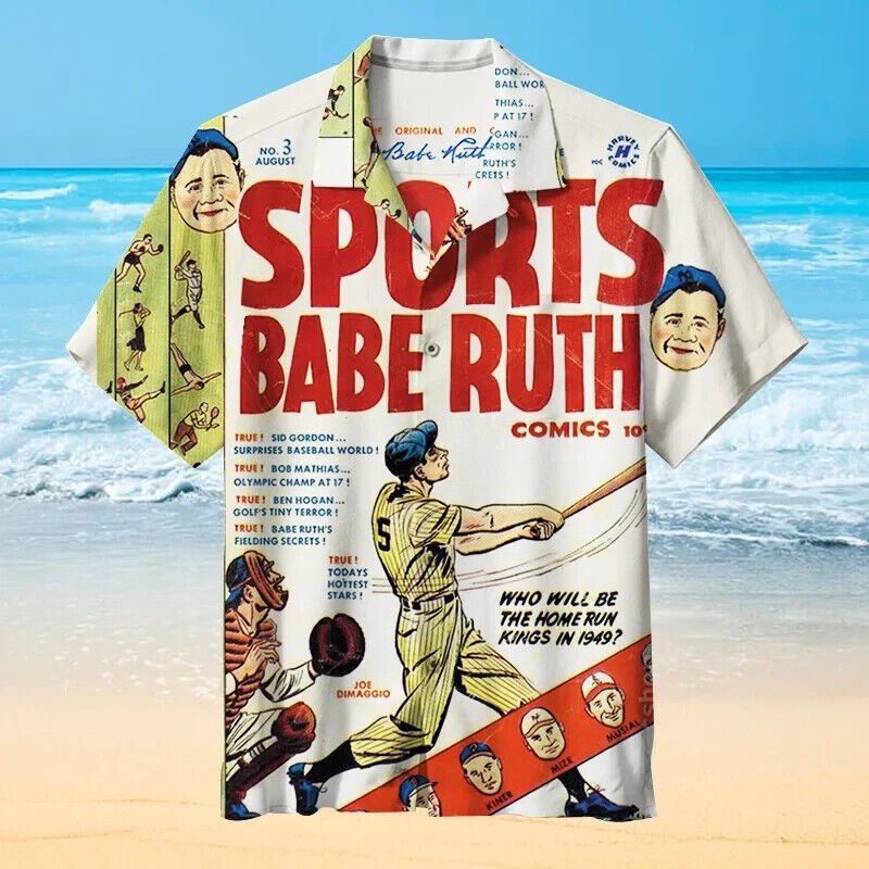 Babe Ruth 3D UNISEX Hawaiian Shirt Gift For Men, Birthday Gift, S-5XL US Size