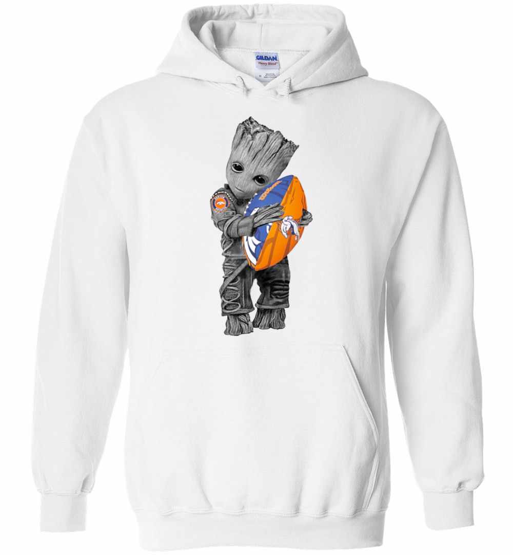 Baby Groot Hug Denver Broncos Ball s Unisex Pullover Hoodie