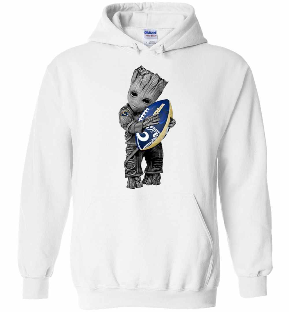 Baby Groot Hug Los Angeles Rams Ball s Unisex Pullover Hoodie