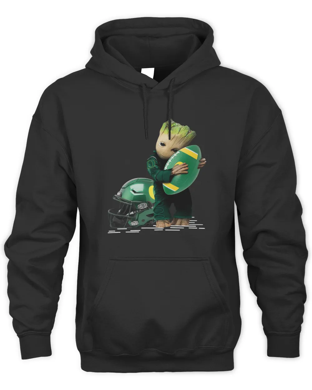 Baby Groot Hug Oregon Ducks NCAA Football Unisex Hoodie-Black