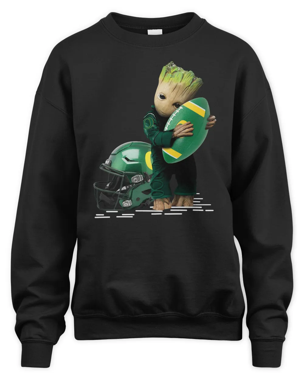 Baby Groot Hug Oregon Ducks NCAA Football Unisex Sweatshirt-Black