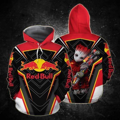 Baby Groot Hug Red Bull Logo ver3 AOP Unisex Pullover Hoodie