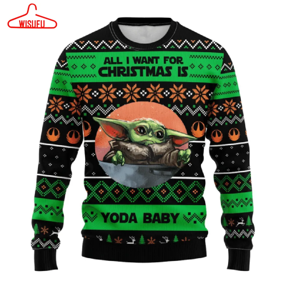 Baby Yoda All I Want For Christmas Ugly Sweater Gifts, Baby Yoda Gift Fan Ugly Sweater