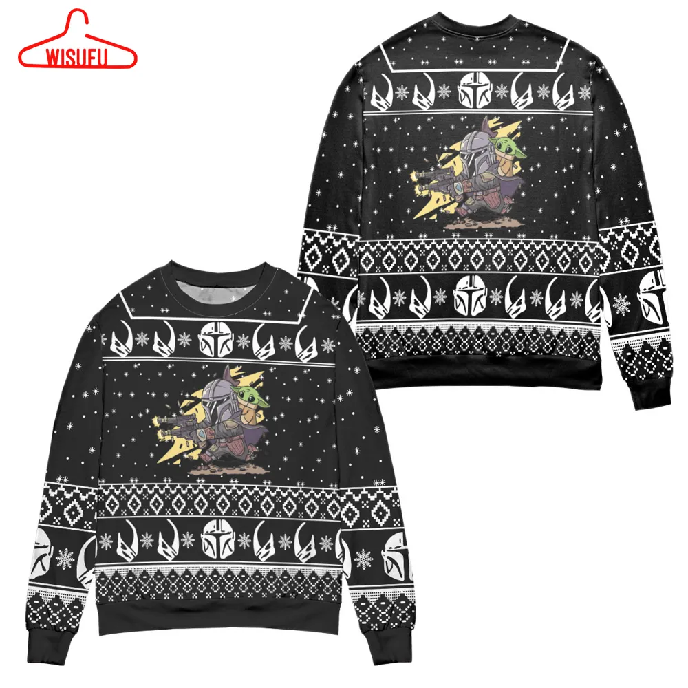 Baby Yoda Boba Fett Fire A Gun Star Wars Ugly Christmas Sweater