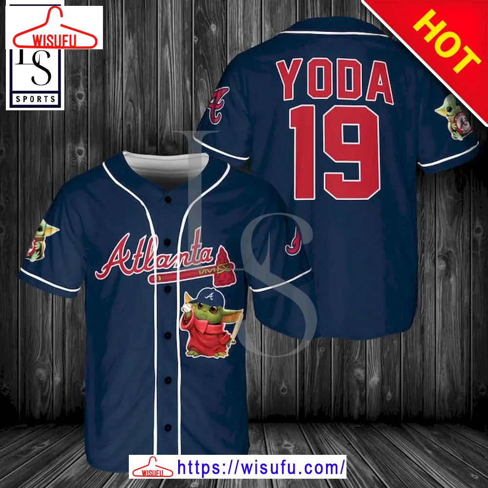 Baby Yoda Feat Braves Baseball Jersey, New Fashion Gifts