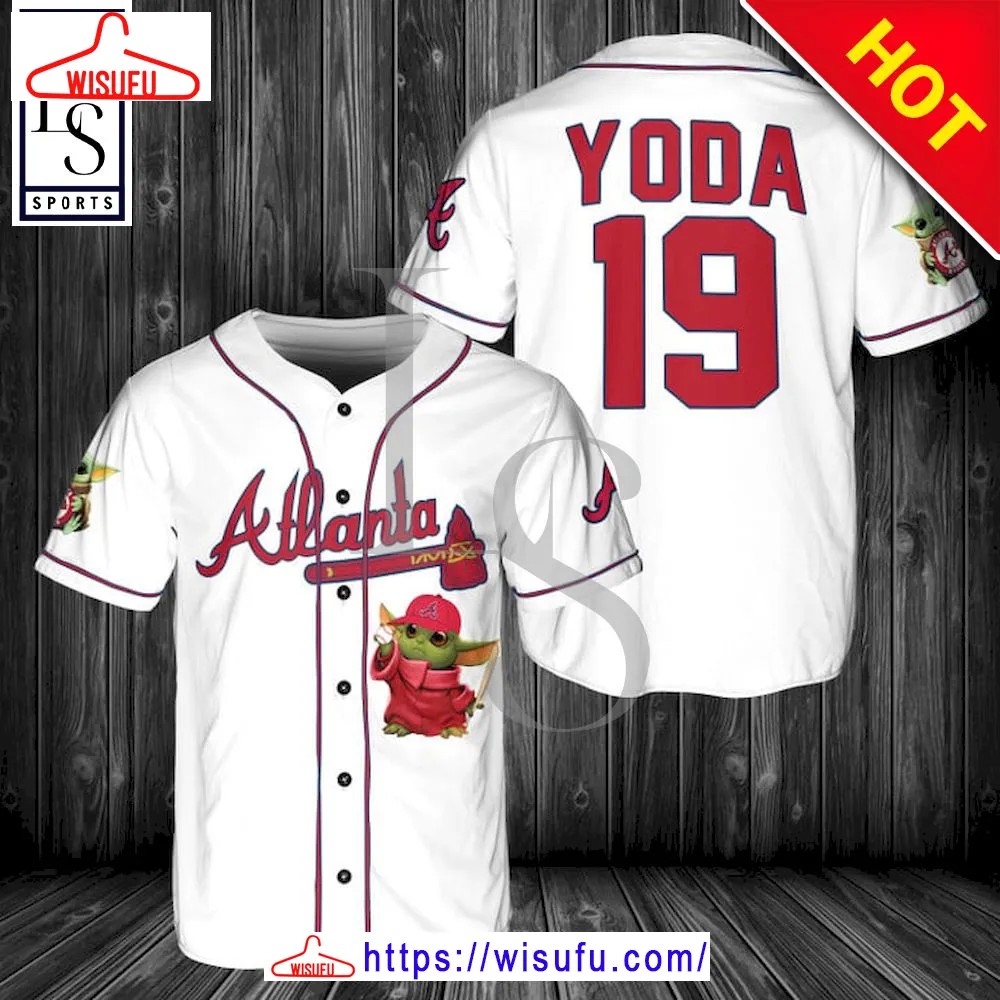 Baby Yoda Feat Braves Custom Baseball Jersey, New Fashion Gifts