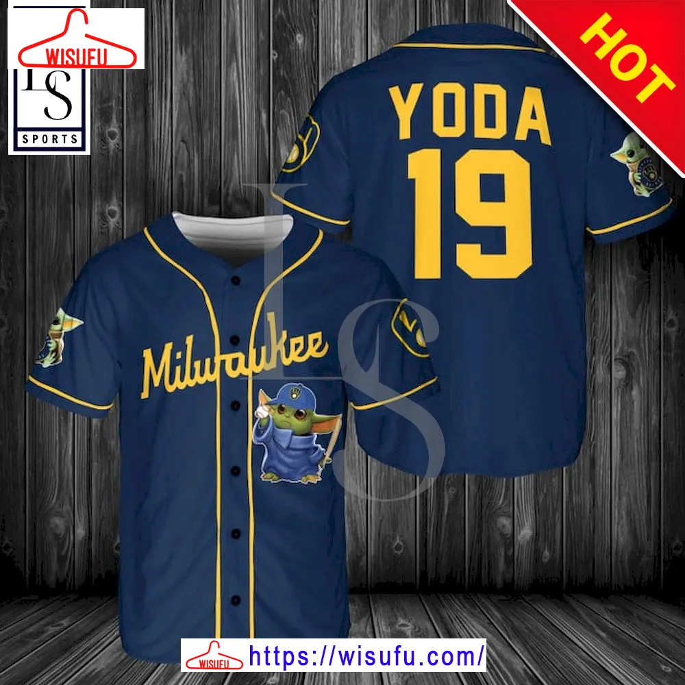 Baby Yoda Feat Brewers Custom Baseball Jersey, New Fashion Gifts