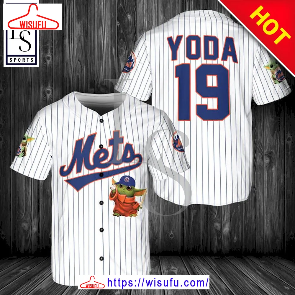 Baby Yoda Feat Mets White Baseball Jersey, New Fashion Gifts