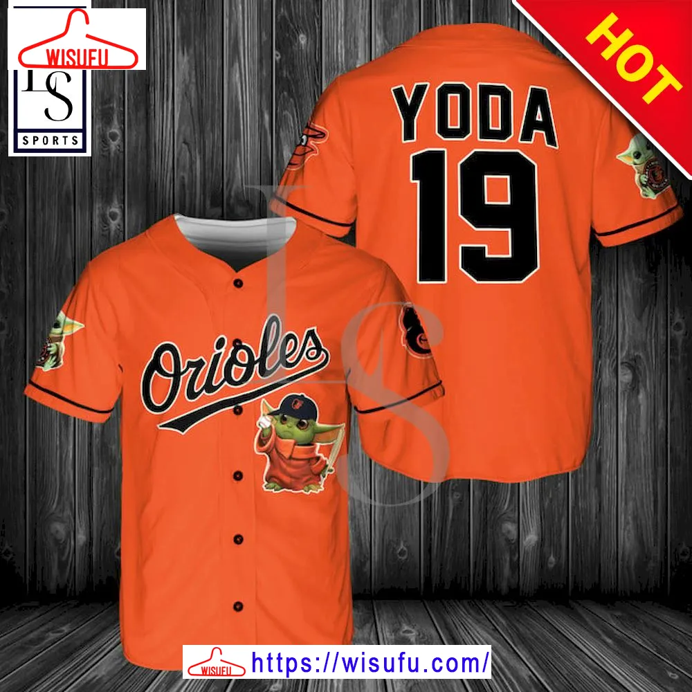 Baby Yoda Feat Orioles Orange Baseball Jersey, New Fashion Gifts