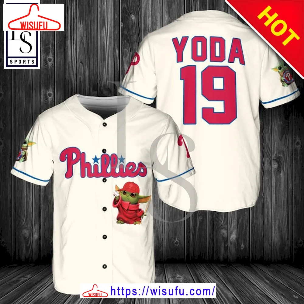 Baby Yoda Feat Phillies Baseball Jersey, New Fashion Gifts