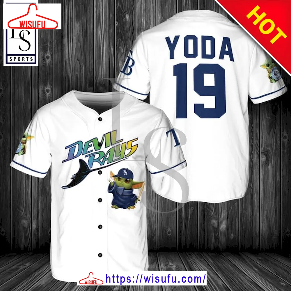 Baby Yoda Feat Rays White Baseball Jersey, New Fashion Gifts