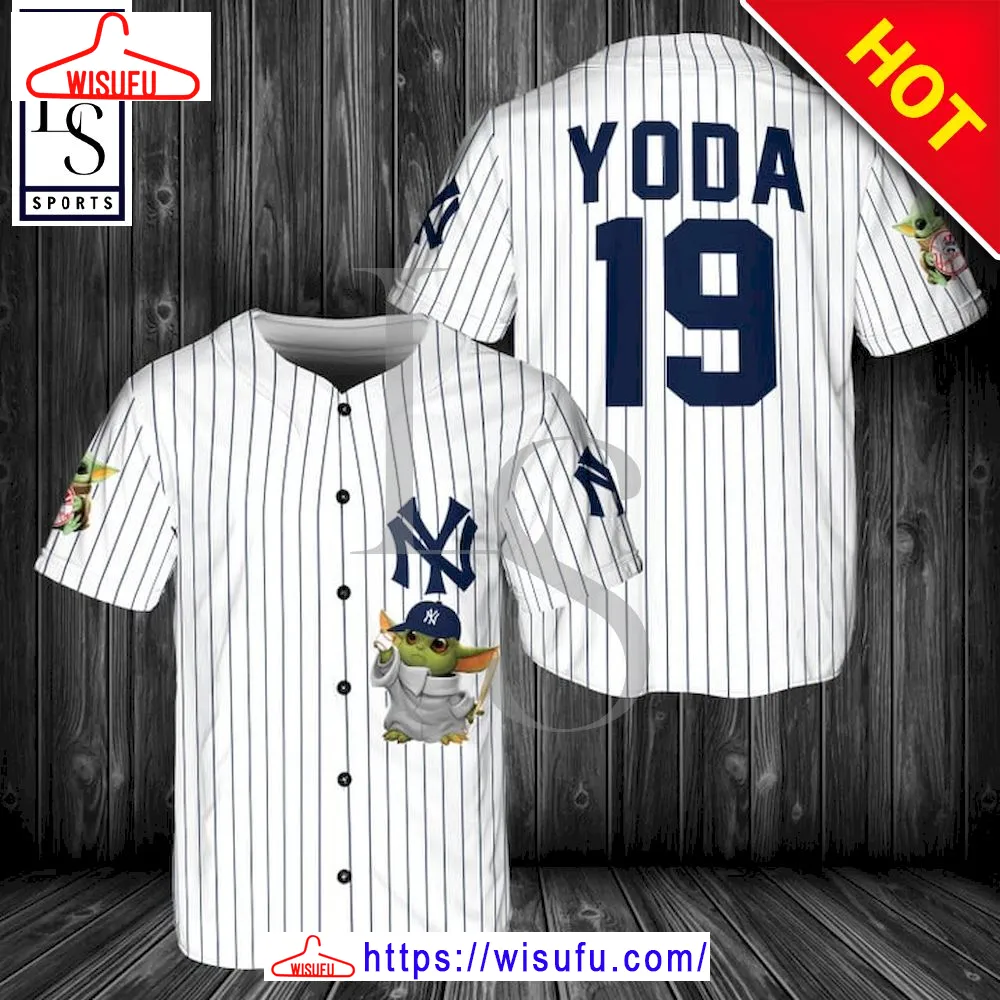 Baby Yoda Feat Yankees Baseball Jersey, New Fashion Gifts