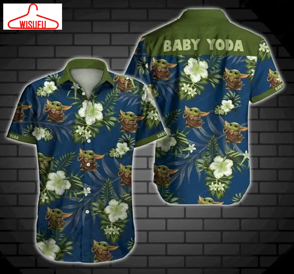 Baby Yoda Hawaii Graphic Print Short Sleeve Hawaiian Casual Shirt Size S - 5xl, New Fashion, Best Gift Ideas, New Fashion Gifts